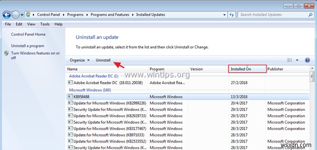 Windows 10/8/7 OS में अपडेट कैसे अनइंस्टॉल करें।