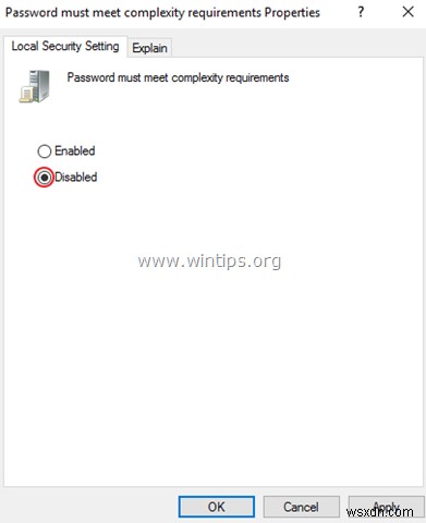 सर्वर 2016 पर पासवर्ड जटिलता आवश्यकताओं को कैसे अक्षम करें।