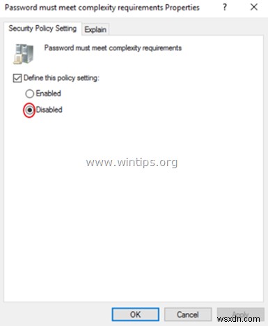 सर्वर 2016 पर पासवर्ड जटिलता आवश्यकताओं को कैसे अक्षम करें।
