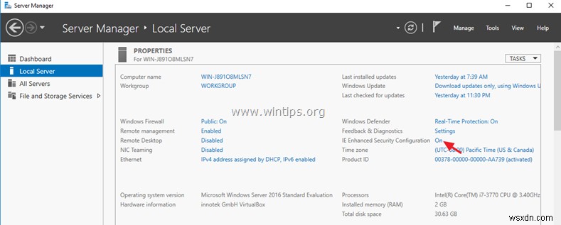 सर्वर 2016 में Internet Explorer एन्हांस्ड सुरक्षा कॉन्फ़िगरेशन को अक्षम कैसे करें