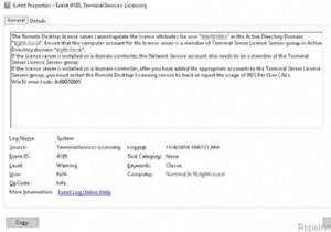 FIX इवेंट ID 4105:दूरस्थ डेस्कटॉप लायसेंस सर्वर सक्रिय निर्देशिका डोमेन में उपयोगकर्ता के लिए लायसेंस विशेषताएँ अद्यतन नहीं कर सकता। 