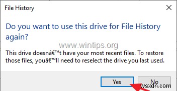 फ़ाइल इतिहास में भिन्न ड्राइव का उपयोग कैसे करें।