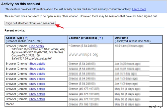 वेब पर GMAIL लॉगिन इतिहास और अपनी Google खाता गतिविधि कैसे देखें।