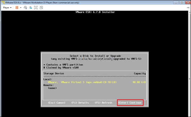 VMware वर्कस्टेशन 15 पर vSphere ESXi 6.7 कैसे स्थापित करें।