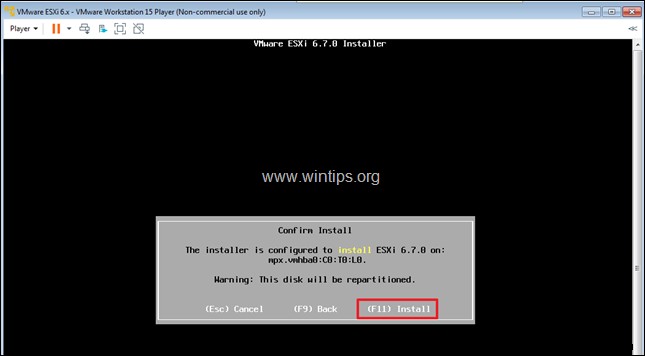 VMware वर्कस्टेशन 15 पर vSphere ESXi 6.7 कैसे स्थापित करें।