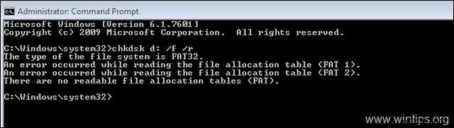 FIX:CHKDSK कमांड में कोई पठनीय फ़ाइल आवंटन तालिका नहीं है (समाधान)