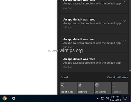 FIX:विंडोज़ 10 में एक ऐप डिफॉल्ट रीसेट नोटिफिकेशन त्रुटि थी।
