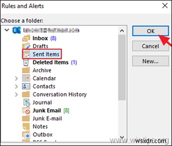 कैसे बदलें कि Outlook 2016/2019 में IMAP खाते के लिए भेजे गए ईमेल कहाँ संग्रहीत हैं।