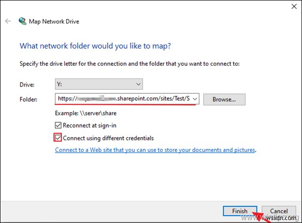 विंडोज़ पर फ़ाइल एक्सप्लोरर में नेटवर्क ड्राइव के रूप में शेयरपॉइंट को कैसे मैप करें। 