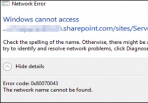 FIX:सर्वर 2016/2012 में वेब क्लाइंट सेवा अनुपलब्ध (त्रुटि 0x80070043 ठीक करें:Windows SharePoint साइट तक नहीं पहुँच सकता)। 