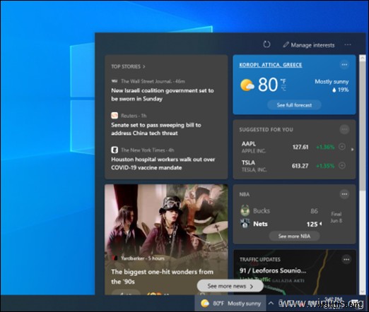 Windows 10 में समाचार और रुचियों को अक्षम कैसे करें।
