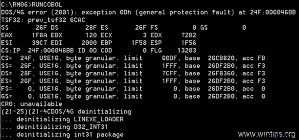FIX:DOS/4G त्रुटि 2001 अपवाद 0Dh विंडोज 10 पर (समाधान)