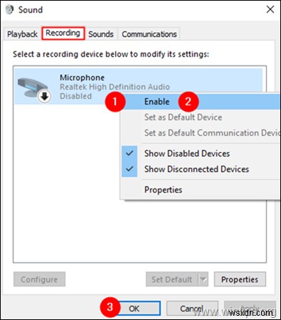 Windows 10 पर माइक्रोफ़ोन को अक्षम या सक्षम कैसे करें।