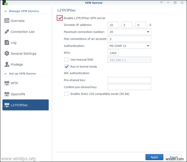 Synology NAS को VPN सर्वर (L2TP) के रूप में कैसे सेटअप करें और इसे ग्राहकों से कैसे एक्सेस करें।