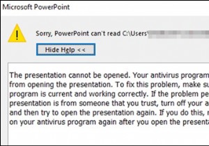 FIX:प्रस्तुति को PowerPoint में नहीं खोला जा सकता (हल किया गया)।