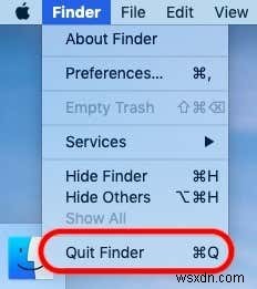 MacOS Finder को बंद करने के लिए मेनू शॉर्टकट कैसे जोड़ें