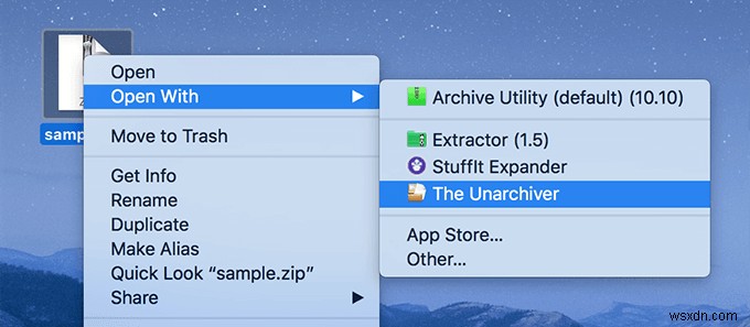 Mac पर Zip, RAR, TAR और BIN फ़ाइलें खोलें