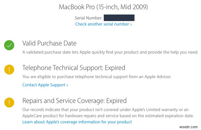 अपने Mac के लिए AppleCare समर्थन और वारंटी स्थिति की जांच कैसे करें