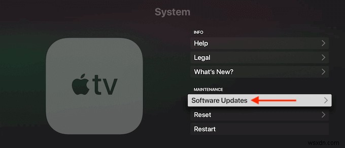 Apple TV पर tvOS कैसे अपडेट करें