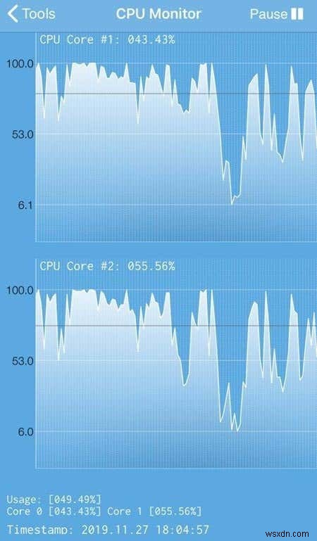 अपने iPhone पर RAM, CPU और बैटरी के उपयोग की निगरानी करना