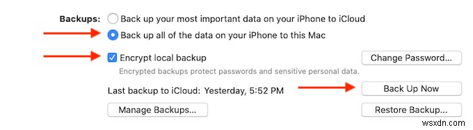 Mac पर अपने iPhone का बैकअप कैसे लें
