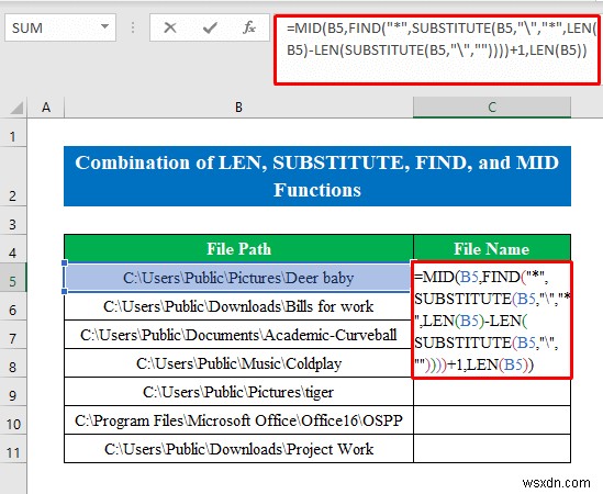 Excel में पथ से फ़ाइल नाम कैसे प्राप्त करें (6 सरल तरीके)