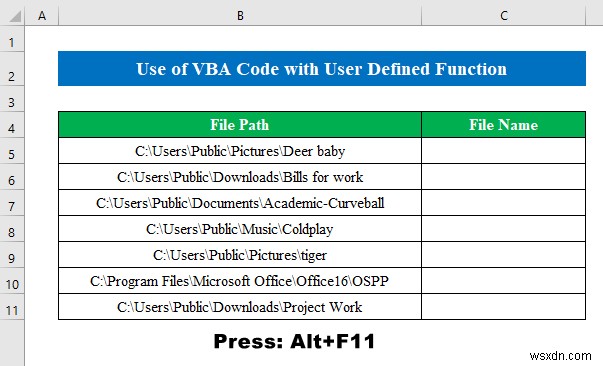 Excel में पथ से फ़ाइल नाम कैसे प्राप्त करें (6 सरल तरीके)