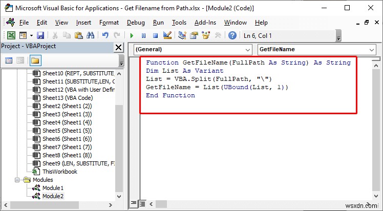 Excel में पथ से फ़ाइल नाम कैसे प्राप्त करें (6 सरल तरीके)