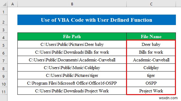 Excel में पथ से फ़ाइल नाम कैसे प्राप्त करें (6 सरल तरीके)