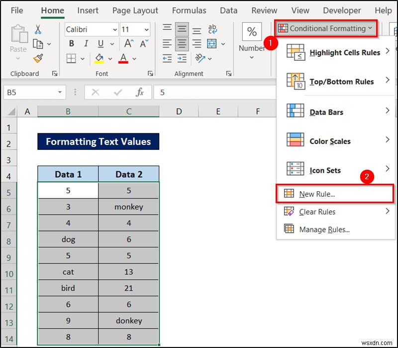 Excel में सूत्र के साथ सशर्त स्वरूपण