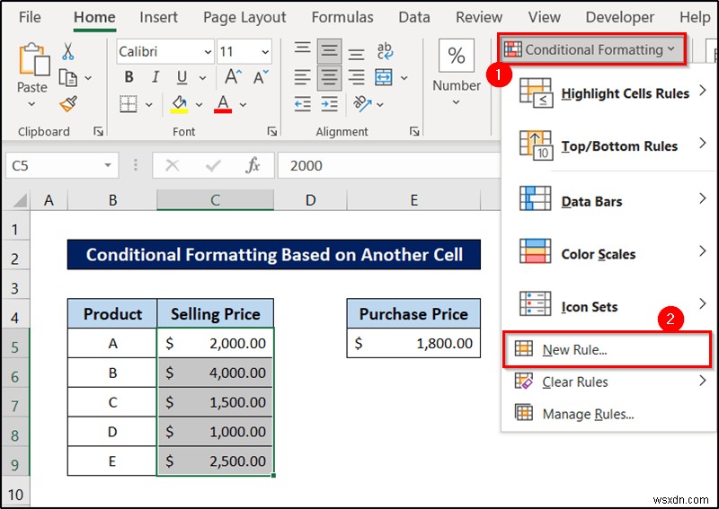 Excel में सूत्र के साथ सशर्त स्वरूपण