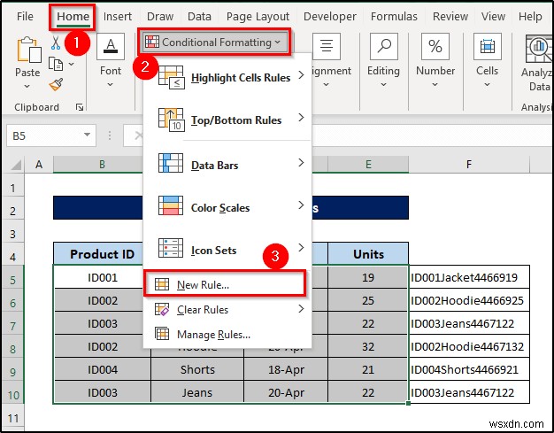 Excel में सूत्र के साथ सशर्त स्वरूपण