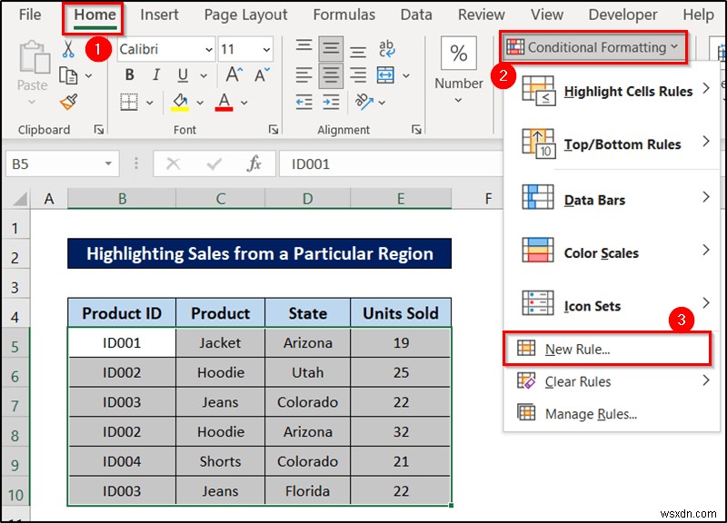 Excel में सूत्र के साथ सशर्त स्वरूपण