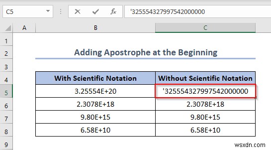 एक्सेल में साइंटिफिक नोटेशन को कैसे बंद करें (5 उपयोगी तरीके) 