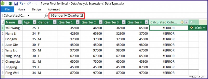 DAX डेटा प्रकार और अन्य पहलू (त्रुटियों की जाँच और प्रबंधन) 