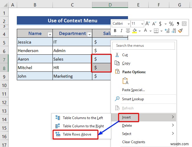 Excel तालिका से पंक्तियों और स्तंभों को कैसे सम्मिलित करें या हटाएं