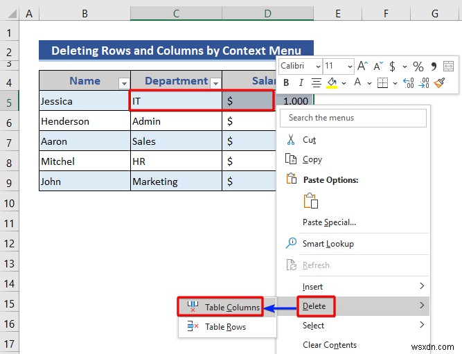 Excel तालिका से पंक्तियों और स्तंभों को कैसे सम्मिलित करें या हटाएं