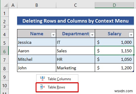 Excel तालिका से पंक्तियों और स्तंभों को कैसे सम्मिलित करें या हटाएं