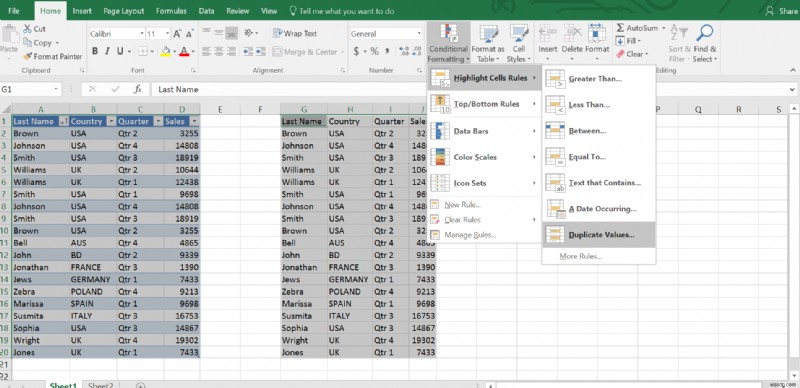 Excel तालिका में डुप्लिकेट पंक्तियों को कैसे निकालें