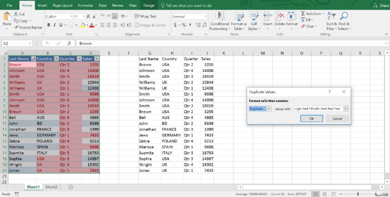 Excel तालिका में डुप्लिकेट पंक्तियों को कैसे निकालें