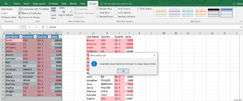 Excel तालिका में डुप्लिकेट पंक्तियों को कैसे निकालें