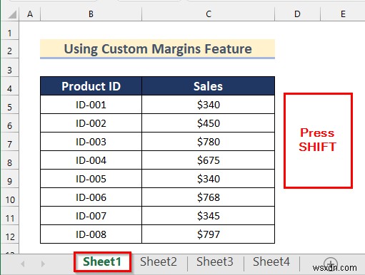 चयनित कार्यपत्रकों को Excel में केंद्र में रखने के लिए कमांड निष्पादित करें