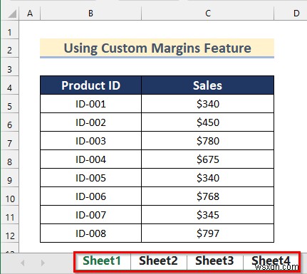 चयनित कार्यपत्रकों को Excel में केंद्र में रखने के लिए कमांड निष्पादित करें