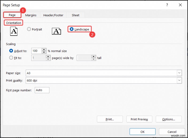 Excel में वर्कशीट के ओरिएंटेशन को लैंडस्केप में कैसे बदलें