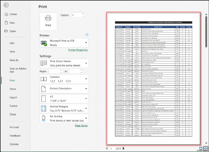 Excel में वर्कशीट के ओरिएंटेशन को लैंडस्केप में कैसे बदलें