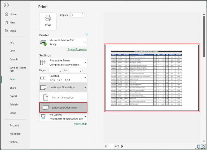 Excel में वर्कशीट के ओरिएंटेशन को लैंडस्केप में कैसे बदलें