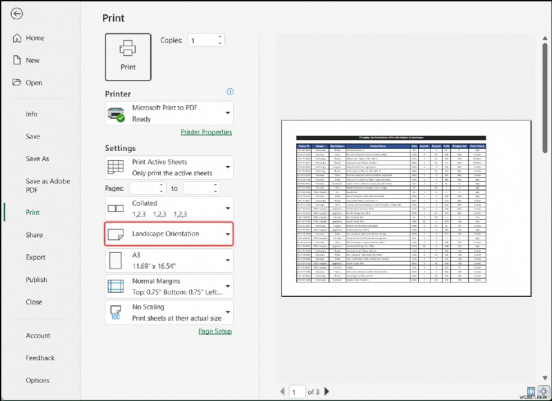 Excel में वर्कशीट के ओरिएंटेशन को लैंडस्केप में कैसे बदलें