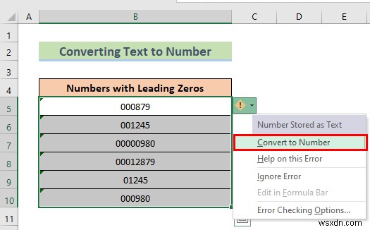 Excel में अग्रणी शून्य कैसे निकालें (8 आसान तरीके)