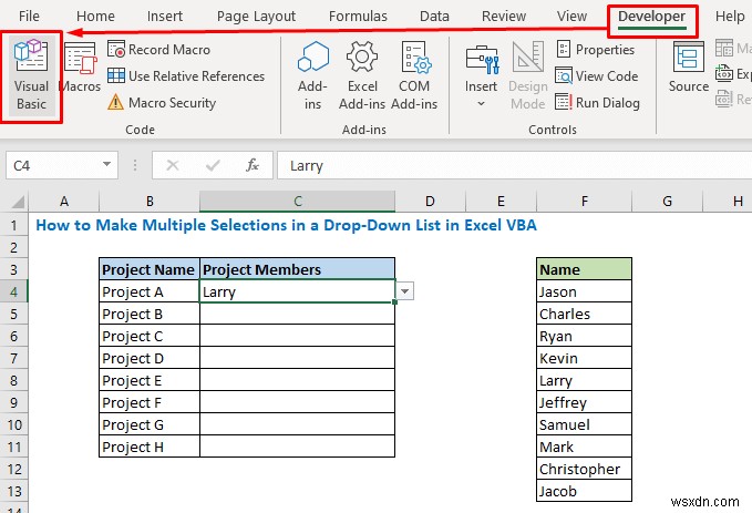 एकाधिक निर्भर ड्रॉप-डाउन सूची एक्सेल VBA (3 तरीके)