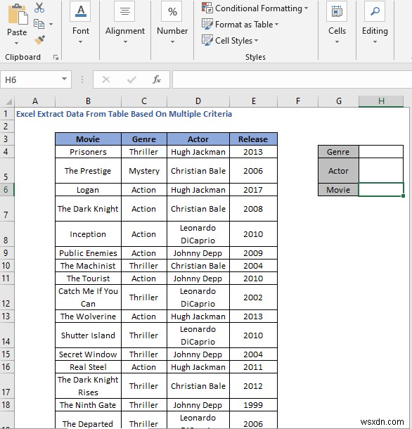 Excel में एकाधिक मानदंडों के आधार पर तालिका से डेटा कैसे निकालें